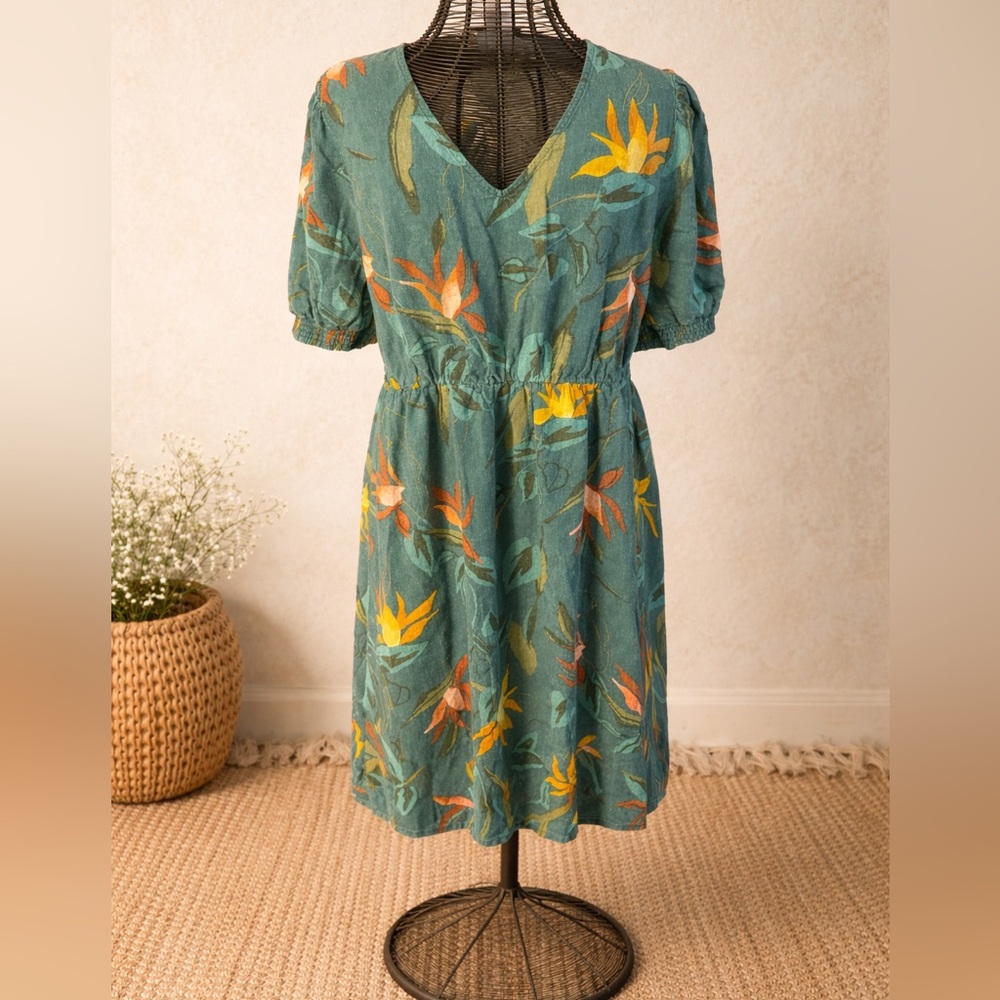 Ava & Viv Green Floral Midi Dress 3X